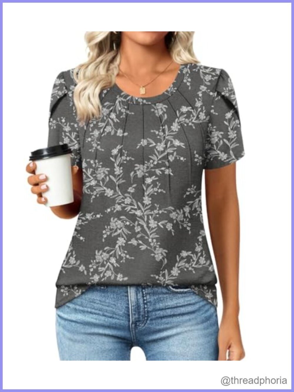 Womens Pleated Tunic Top Short Sleeve Blouse Casual Work Shirt